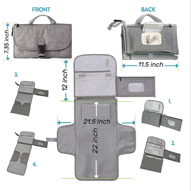 Breathable Waterproof Changing Pad For Baby Travel 35*25cm