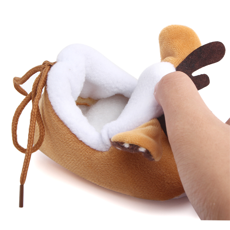 Lovely Christmas coral fleece Animal deer bear prewalker merry Christmas baby shoes