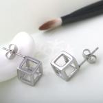 Stainless Steel Square Stud Earrings, Pierced earrings, Square Gold plated