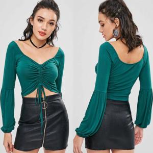 Quality Women Clothing V Neck Women Blouse Long Sleeve 2018 wholesale