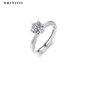 Quality 0.07oz 0.57in Sterling Silver Faith Ring ODM Round Cut Cubic Zirconia Ring wholesale