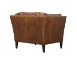 Cotton Figurine Wooden Leg High Back Leather Armchair , Brown Leather Occasional