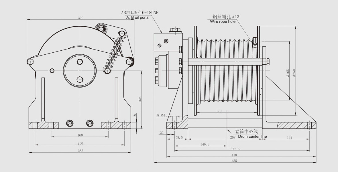 CE 1000kg 2200lbs Hydraulic Powered Winch For Cranes Drilling Rig Marine Anchor