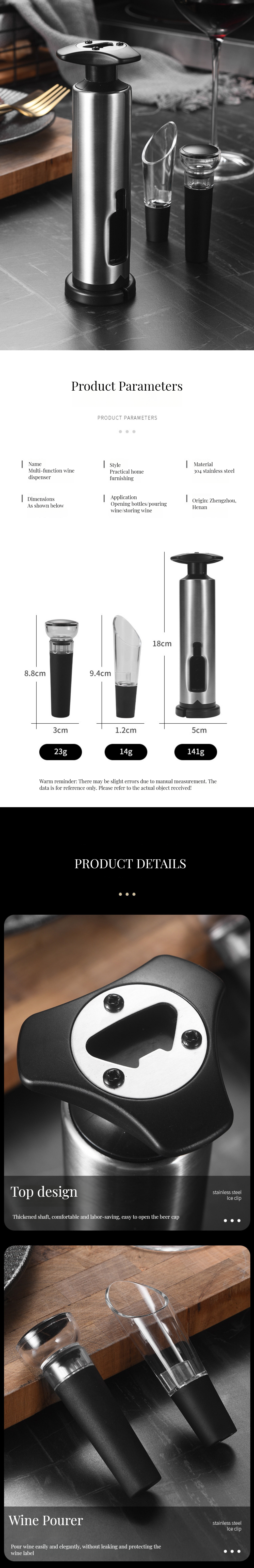 Function Opener Bottle Open Wine Bottle with Rechargeable Battery Operated Corkscrew