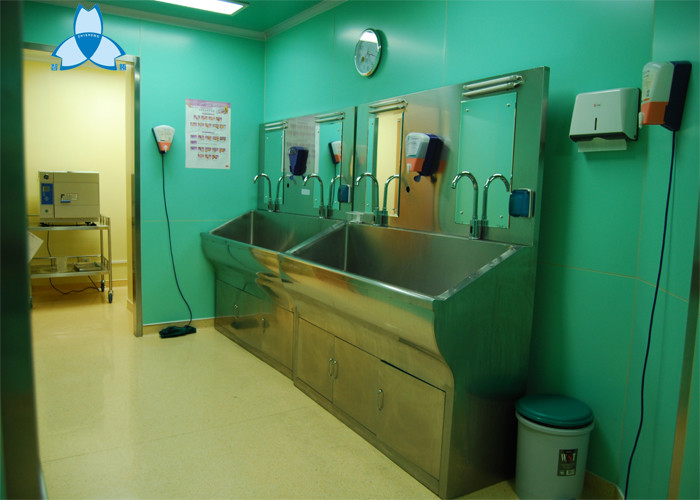 Stainless Steel Hospital Air Filter Hand Basins With Cabinets For 2 Person