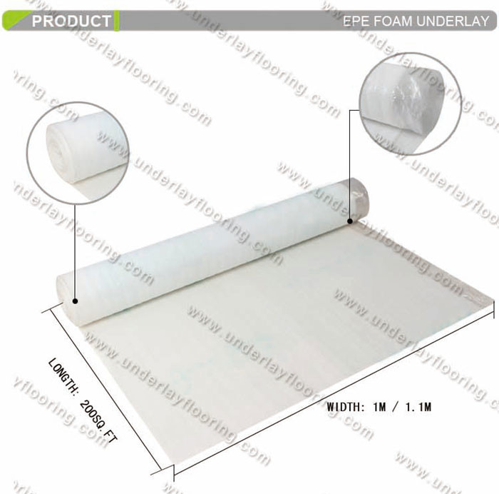 EPE Foam 3mm Acoustic Waterproof Floor Underlayment 20 Kg/Cbm