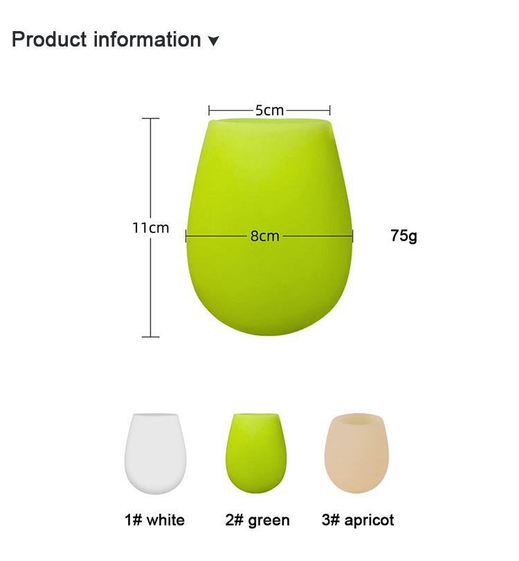 Panton Color Silicone Water Cup BPA Free No Handle No Lid For Wine Beer