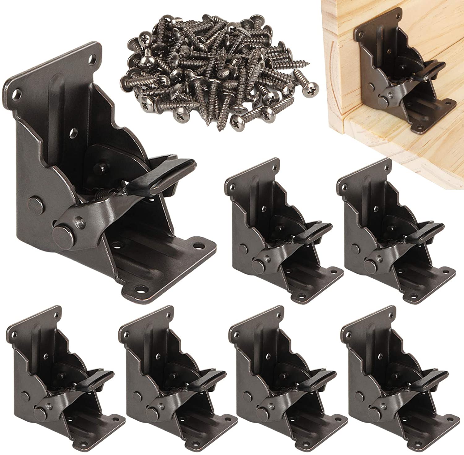 Triangle Bracket Folding Leg Hinge with Lock Extension Support and Screws Included