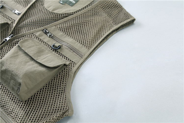 Custom Design Zip Black Utility Outdoor Workwear Journalist Multi-pocket Sleeveless Fishing Men Vest with Mesh