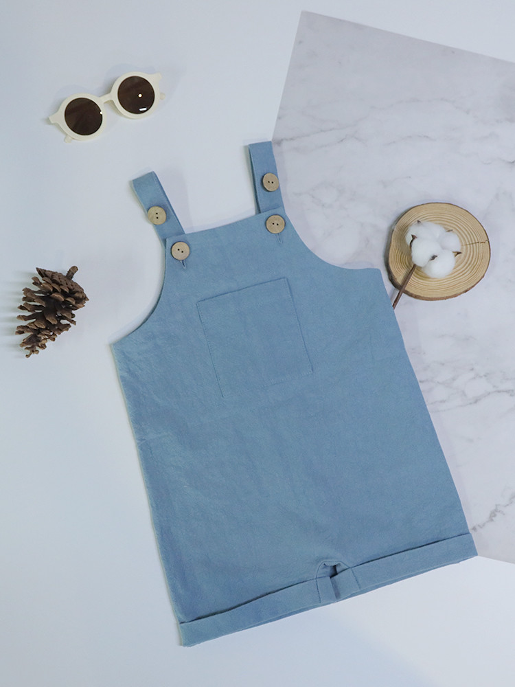 100% Linen New Born Adjustable Straps Overalls Dungaree One piece Fashion Baby Clothing Summer Jumpsuit
