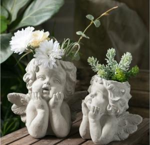Quality Creative Angel Garden Ornaments Art Vase Sculpture Flower Pot wholesale