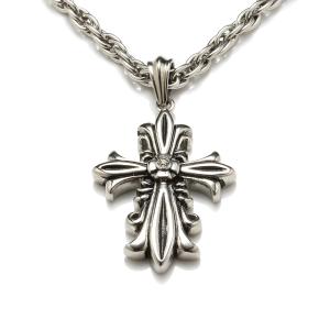 Quality Punk style fashion necklace stainless flower cross pendant necklace wholesale