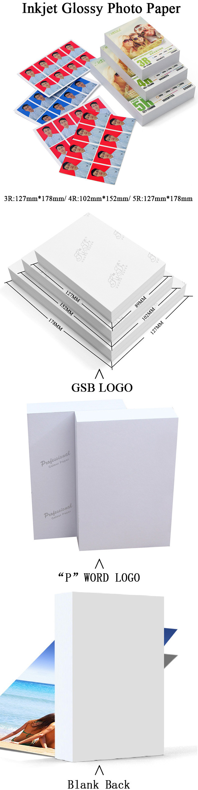 5R Single Side Printing Cast Coated High Glossy Photo Paper