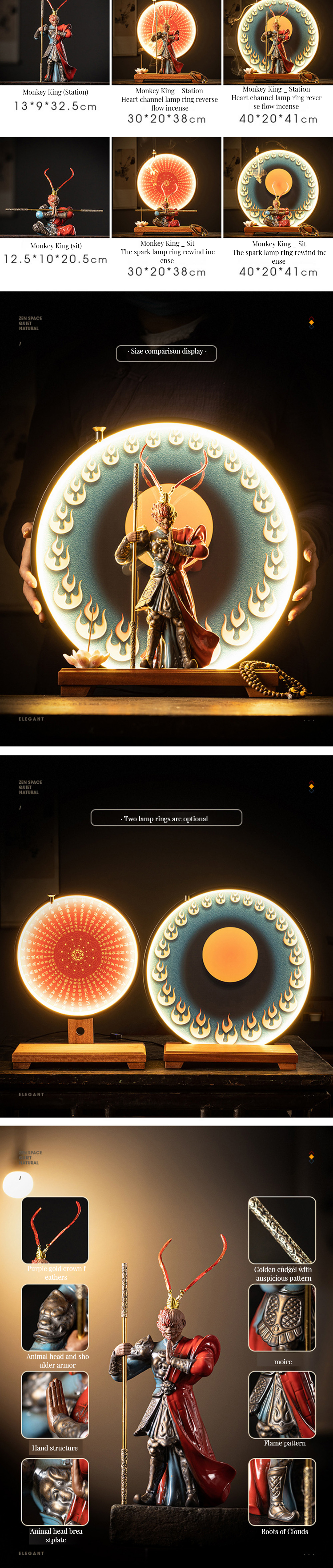 Indoor Decor Sculpture Electric Incense Burner with LED Light and Customized Color