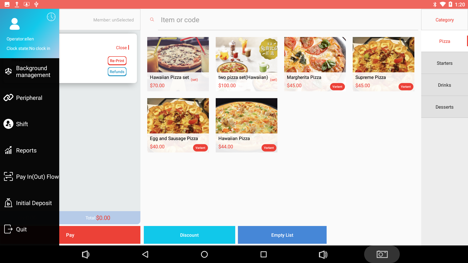 Android/Win Support POS Retail Software for Convenient Restaurant Store Management
