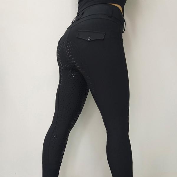 Compression High Waisted Riding Breeches Woman Full Seat Black Equestrian
