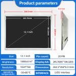12.1-inch LVDS Industrial Control Medical Display Screen 1000nits 1024 * 768 LCD