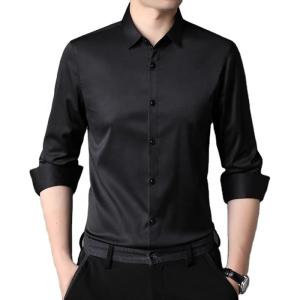 Quality Anti-pilling Men's Long Sleeve Plain Shirts with Polyester Viscose Silk Acrylic Logo wholesale