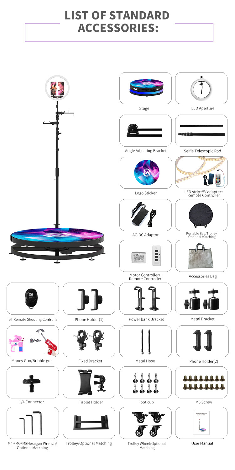 115CM 100CM Glass 360 Photo Booth Machine For Video Commercial Wedding