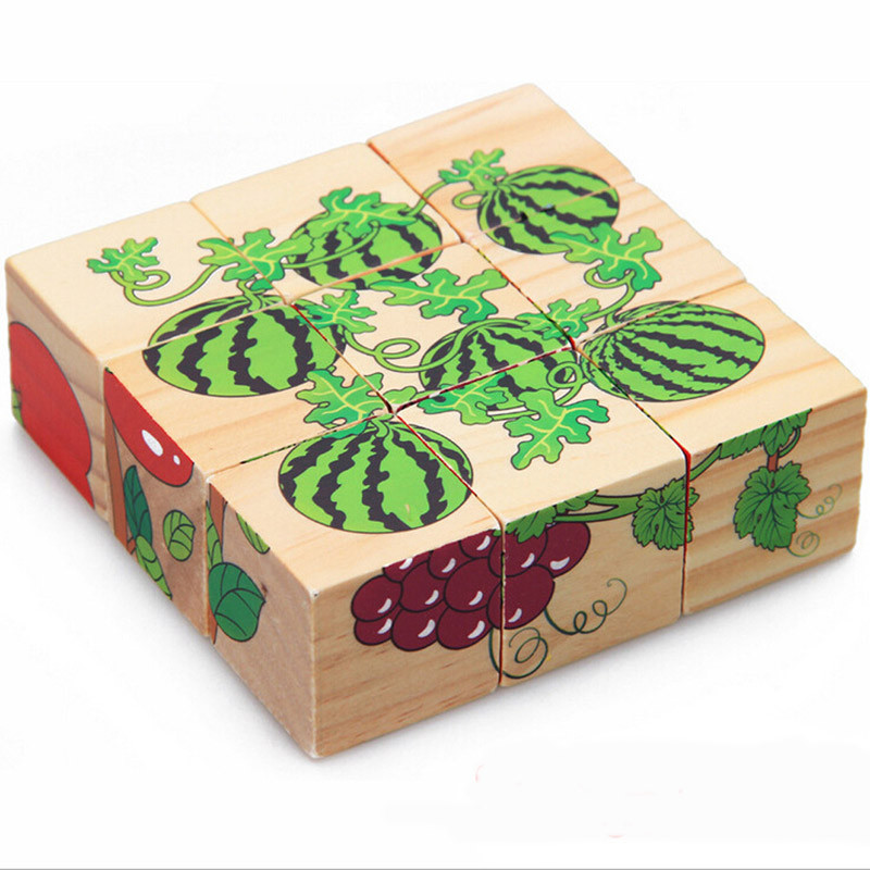 3.5cm Fruit Wooden Blocks Toys Animal Puzzle Blocks For Kids