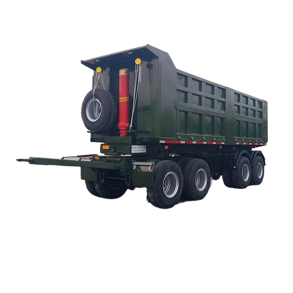 FUWA BPW Axle 27CBM Dump Draw Bar Trailer With 4 Axles Truck Performance