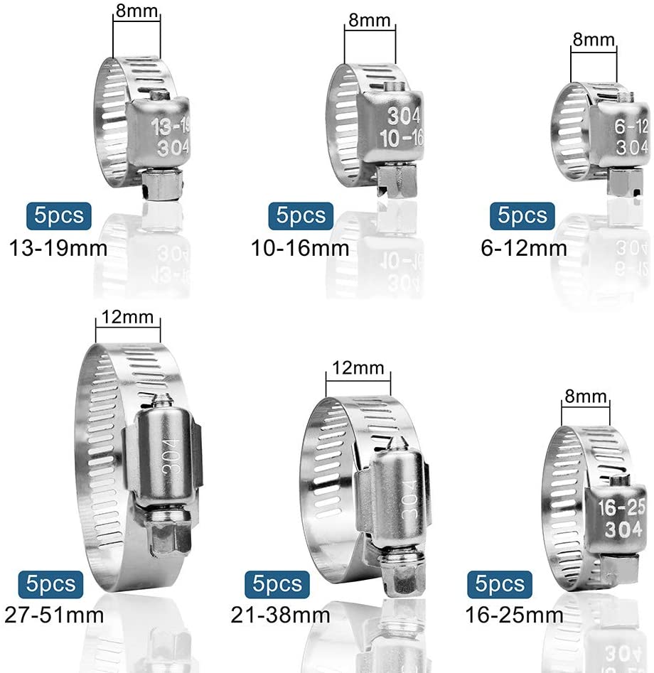 16-300mm INCH Measurement System Stainless Steel Pipe Clamp with Slotted Head Screw Hose Clamp Standard or Nonstandard