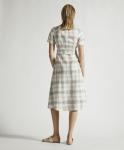Summer Clothing Women V Neck Midi Checked Linen Dress