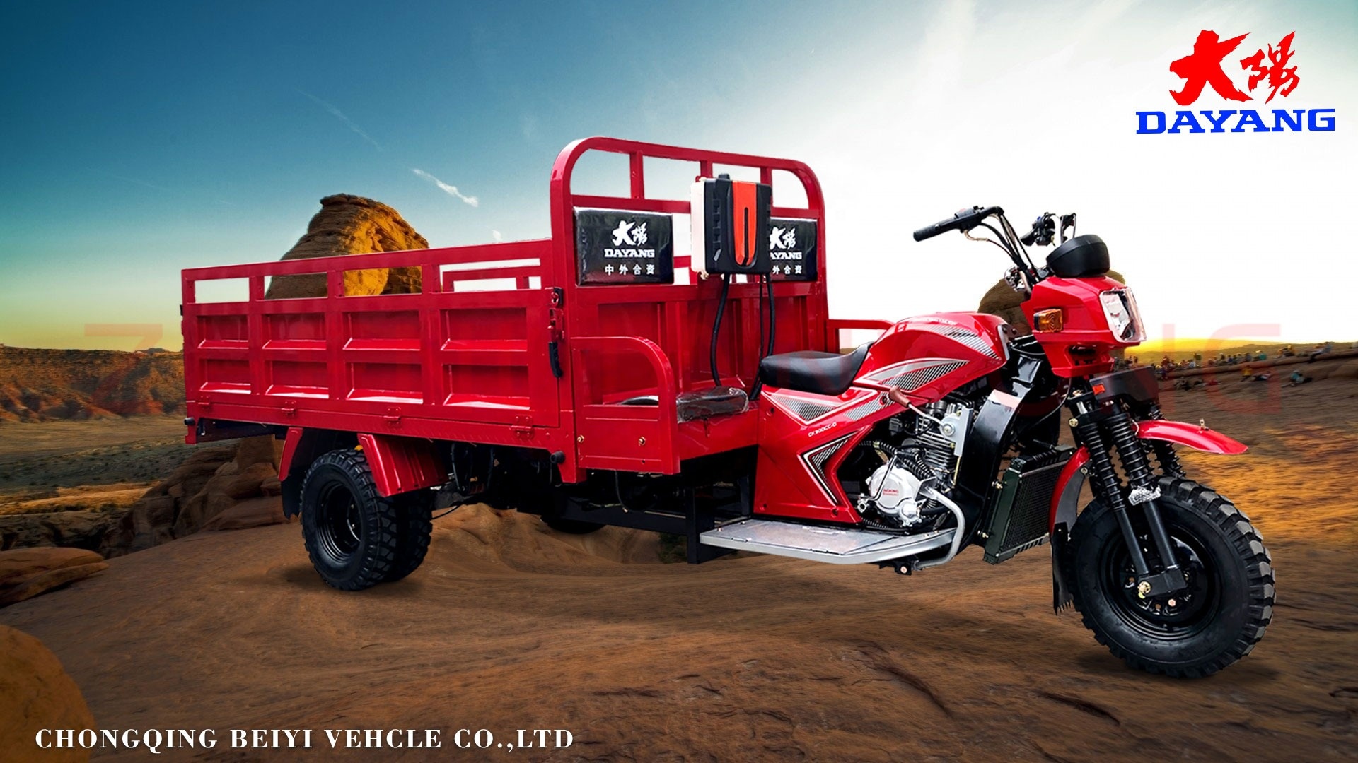 Motorized 3 Wheel Cargo Motorcycle 200CC with Heavy Load Cargo Box and Chassis 50*100