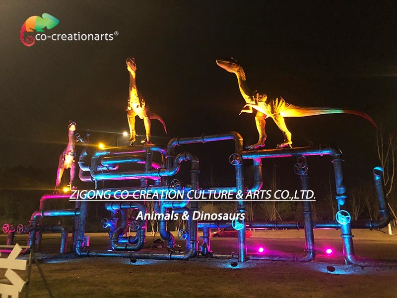 Outdoor Decoration Velociraptor Animatronic Waterproofing Realistic Dinosaur Models