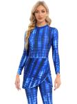 Ladies Printed Muslim Swimsuit Muslim Bikini Burkini Conservative Bathing Suits