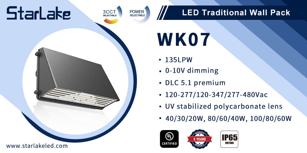 Warehouse Full Cutoff Wall Pack 60W 80W 100W 3CCT Outdoor Waterproof IP65