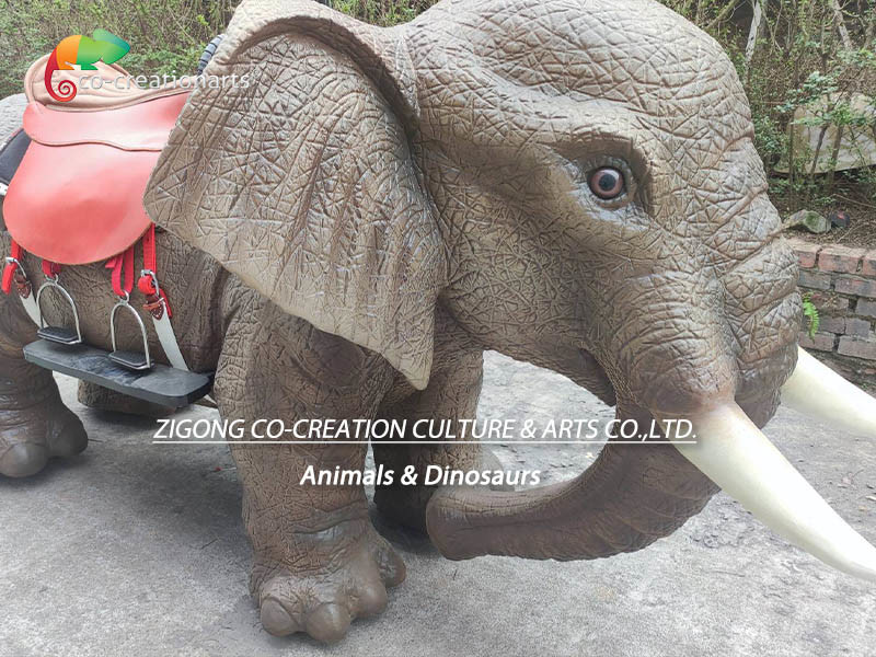 Car Rideable Animatronic Elephant Equipment For Amusement Park