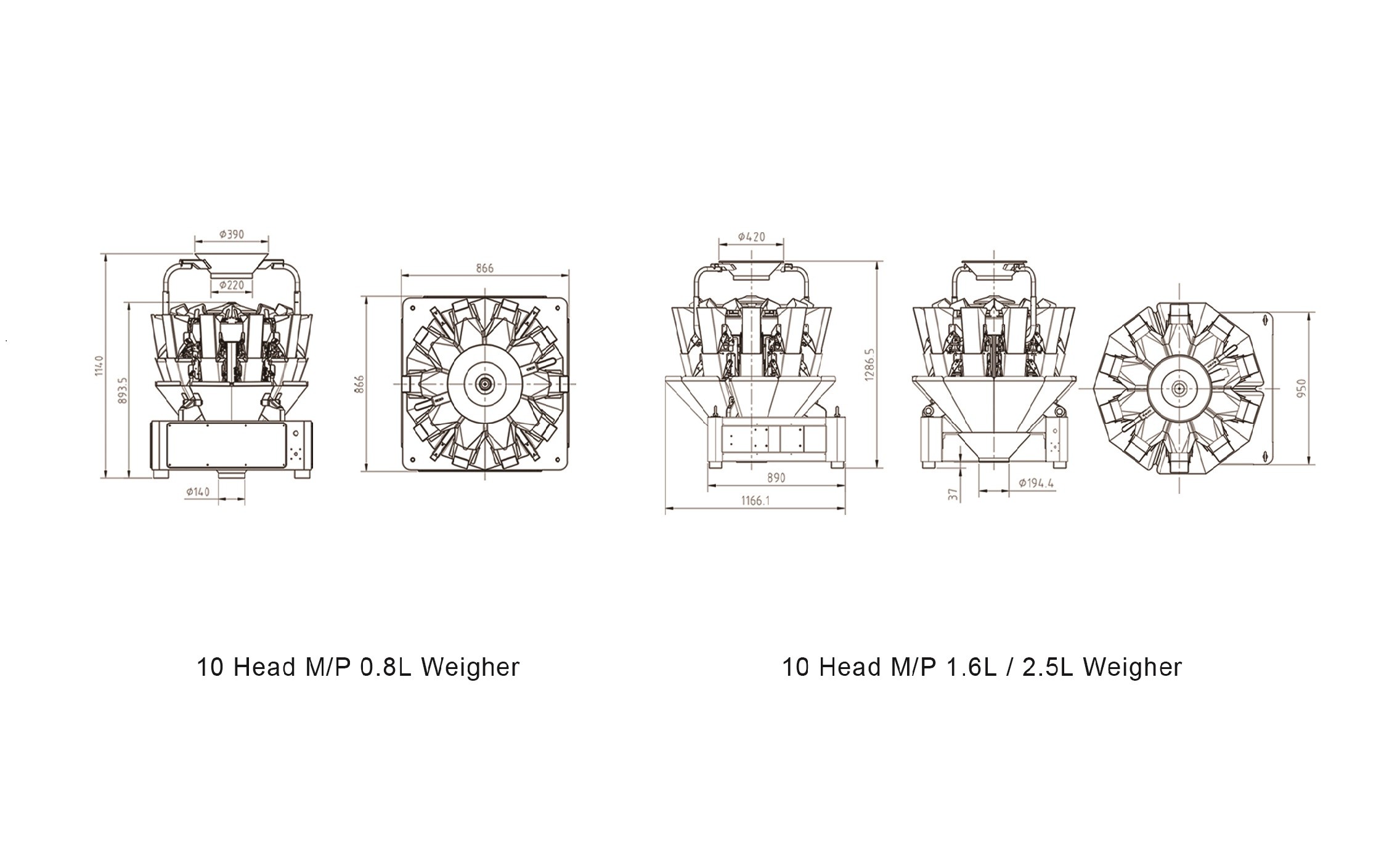 10 Heads Multihead Weigher Packing Machine MCU Control For Coffee Beans