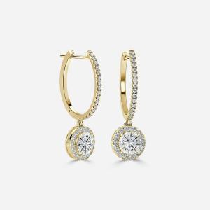 Quality 1.4 Carats Lab Created Diamond Hoop Earrings VVS Clarity HPHT Pear Cut wholesale