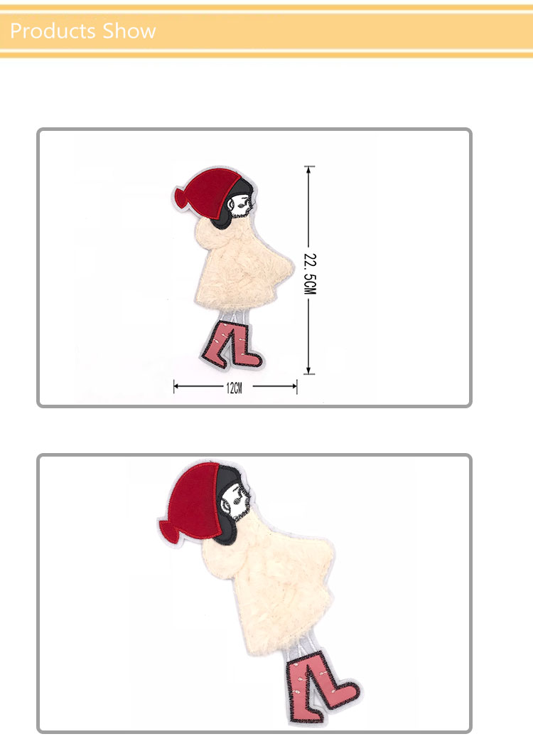 Hot Selling Red Hat Plus White Coat Girl Towel Embroidery Patch#L30018