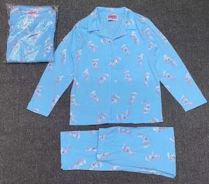 Quality Kids 2 Pcs Blue Print V Collar Top And Pants For Autumn wholesale