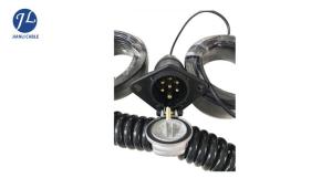 Quality 7 Pin To 4 Way Curly Trailer Extension Cable , Rear View Camera Cable Weatherproof wholesale