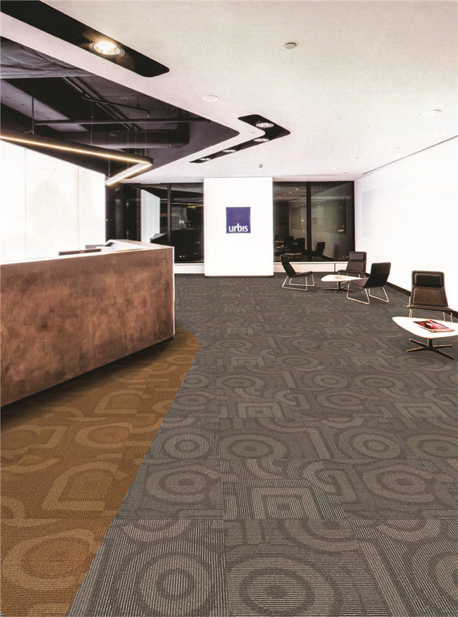 Soundproof Commercial Office Carpet Tiles With Solution Dyed Method