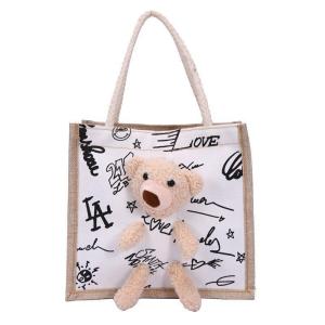 Quality Cationic Polyester Fabric Personalized Shopping Totes Open 45cm White Black Graffiti wholesale