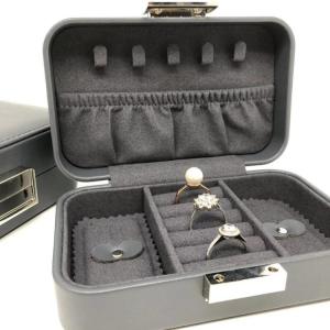 Quality Small Size Portable Travel Jewelry Box Leather Material With Form Insert wholesale