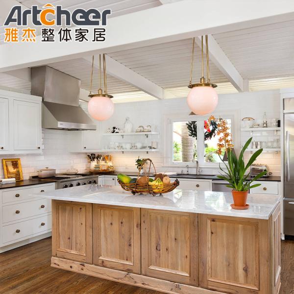 Customized Size Kitchen Furniture Solid Wood Kitchen Cabinet Sets with Grey