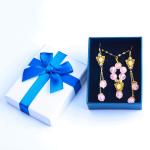 Handmade Gemstone Beaded Necklace And Earring Set Copper Gold Plating