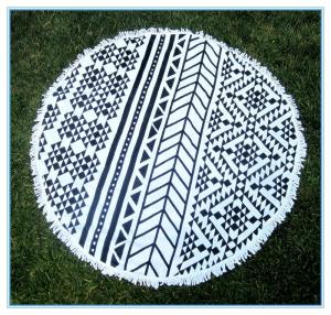 Quality cotton large round beach towels novelty towels with tassel fringe wholesale