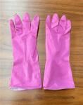 Pink Color M 35g Rubber Dishwashing Gloves Spray Flocklined