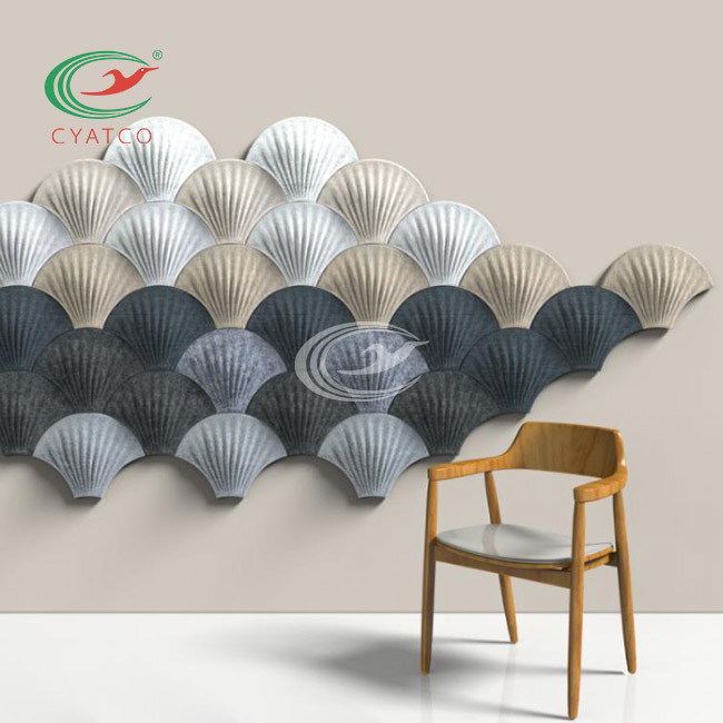 Shell Shape 3D Polyester Fiber Acoustic Panel Fire Retardant Multicolor