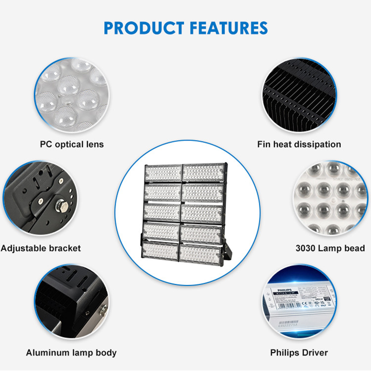 100w-1000w Led Modular Floodlight Weather Resistant 3000K