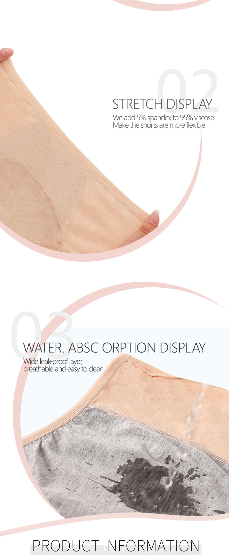 Eco-Friendly Bamboo Viscose Fabric Cool 3 Layers Female Leakproof Period Panties