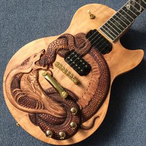Quality Custom guitar, carved dragon pattern, ebony fingerboard, free shipping wholesale