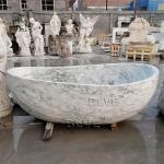 Freestanding Marble Bathtub Natural Stone Carrara Hand Carving