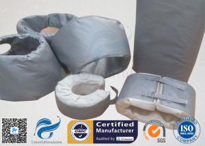 Quality High Temperature Grey Silicone Fiberglass Removable Thermal Insulation Covers , Flange Thermal Covers wholesale